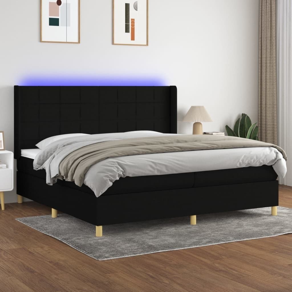 Maison Exclusive - Boxspringbett mit Matratze & LED Schwarz 200x200 cm Stoff
