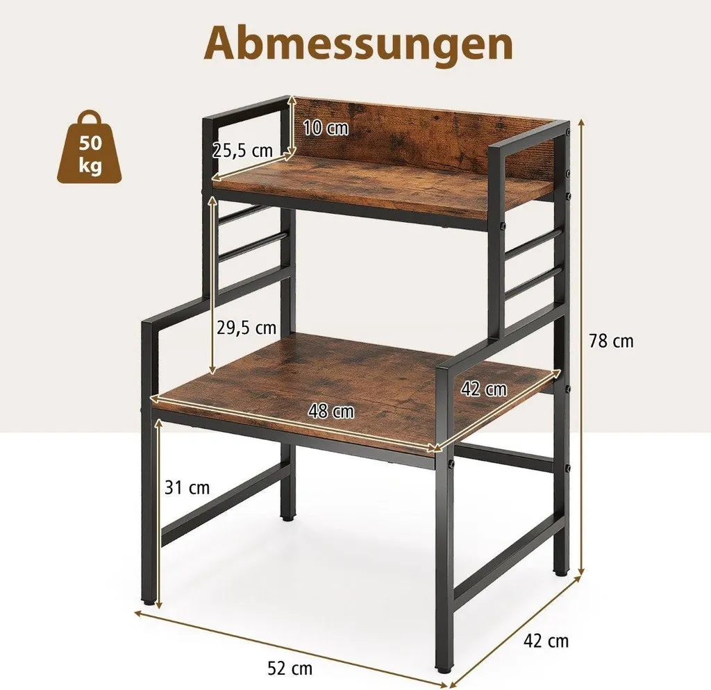 Support pour Micro-ondes Stable à Structure Ouverte 52x42x78 cm Bois - 3