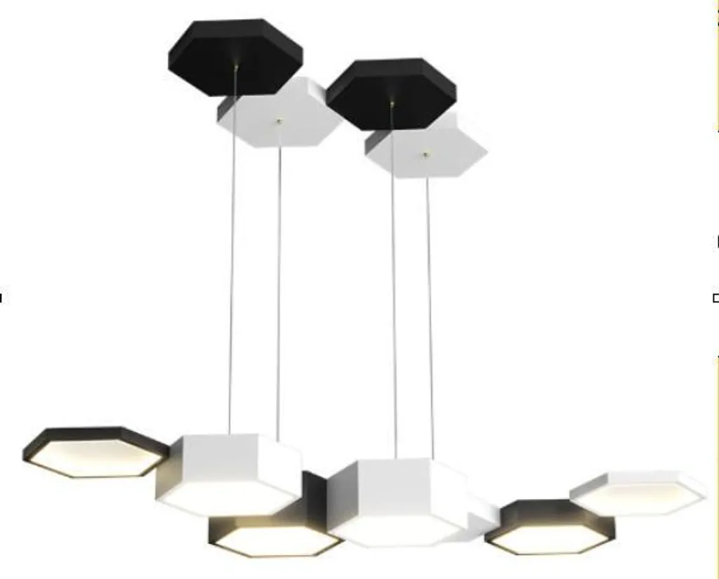 Suspension LED 60W Modern Hex - Luminaire Géométrique avec Télécommande