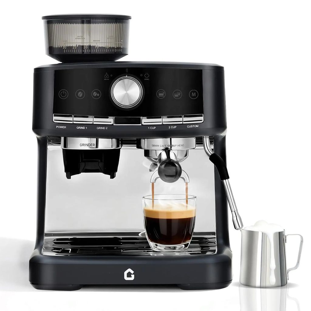 Espressomaschine - Halbautomatisch mit Mühle - Druck 20 Bar - Mahlgrade 30 - Milchaufschäumer - Kapazität >16 Tassen - Spannung 110–220 V - Sc...