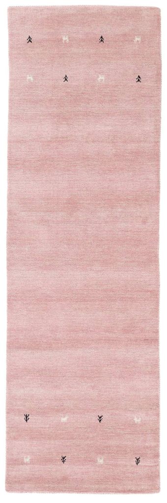 carpetfine Tapis de laine Gabbeh Uni couloir Rose 80x350 cm Image du produit 