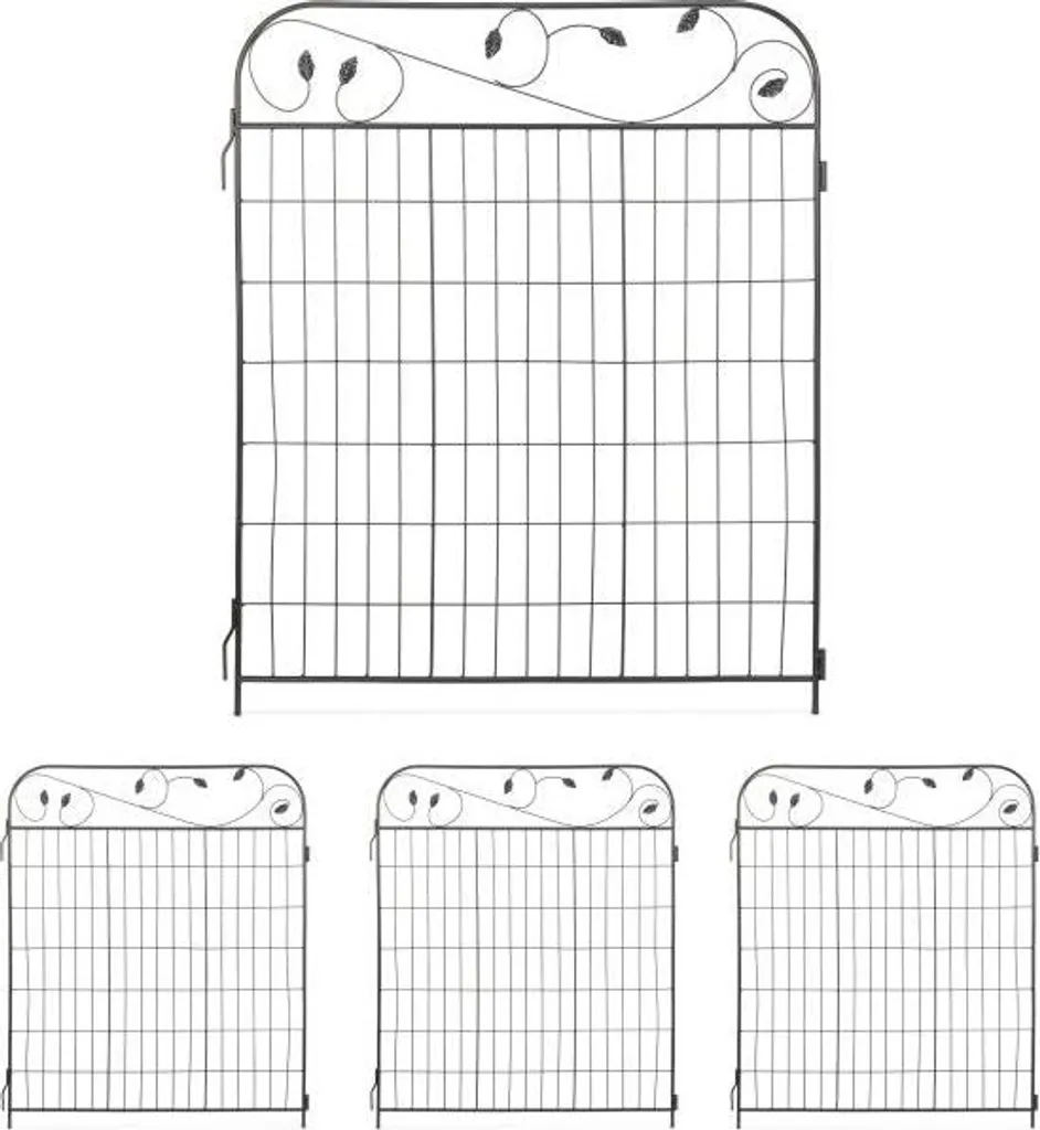 Clôture de jardin en fer 4 parties - Protégez vos fleurs des animaux
