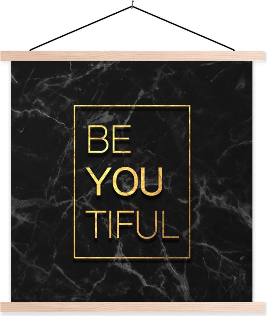 MuchoWow Textilposter Zitate - Motivation - Gold - Marmor 40x40 cm mit holzfarbenen Rahmen - Posterleiste