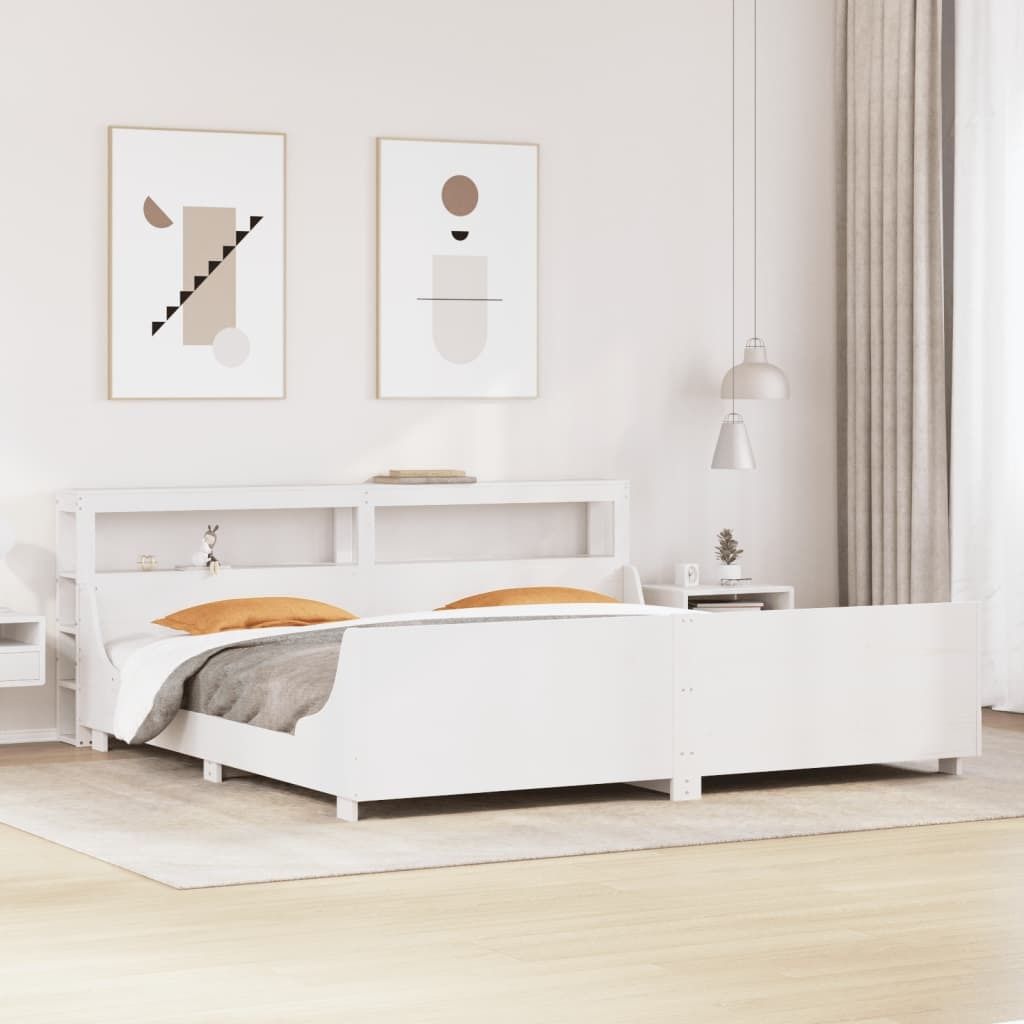 "2026 Promotion" Massivholzbett Schlafzimmer - ohne Matratze - Weiß - 180x200 cm - Kiefernholz - Polsterbett CC16394