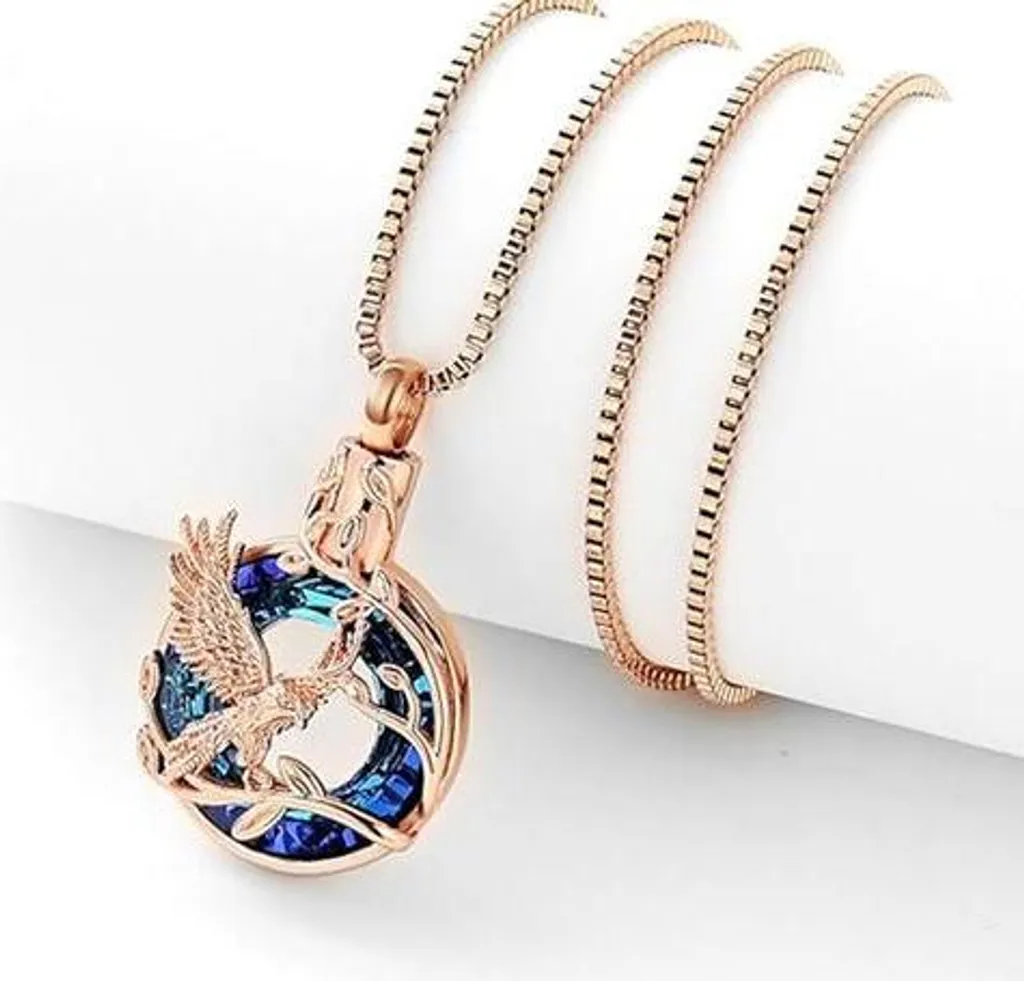 Bijou commémoratif porte-cendres or rose et sa chaîne maille de 55 cm