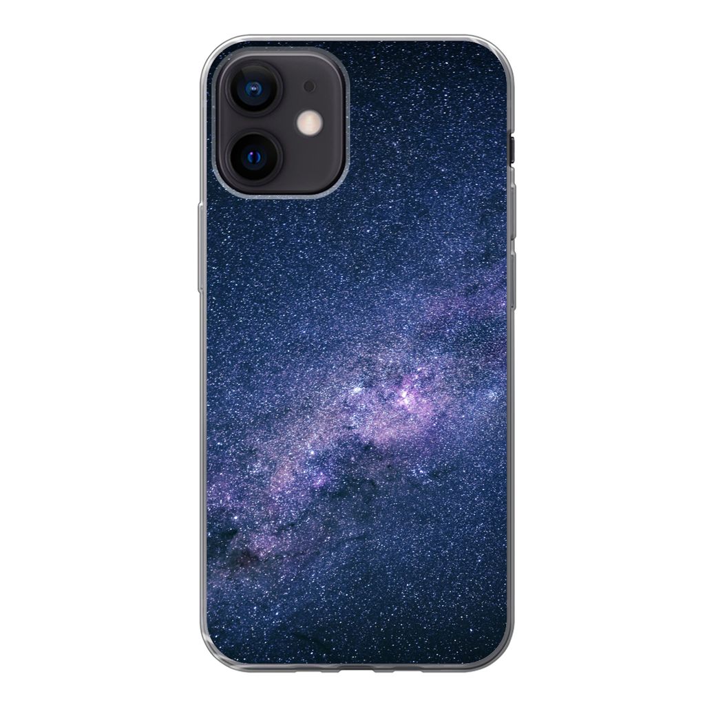 MuchoWow Handyhülle Schutzhülle Hülle für iPhone 12 Galaxie - Sterne - Weltraum - Jungen - Mädchen - Kinder Silikon Softcase Handy Hülle - ...