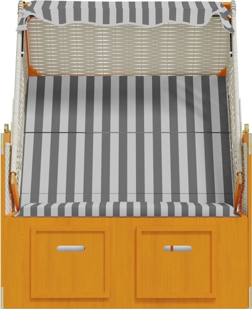 vidaXL Strandkorb mit Dach Poly Rattan & Massivholz Weiß & Produktbild 6