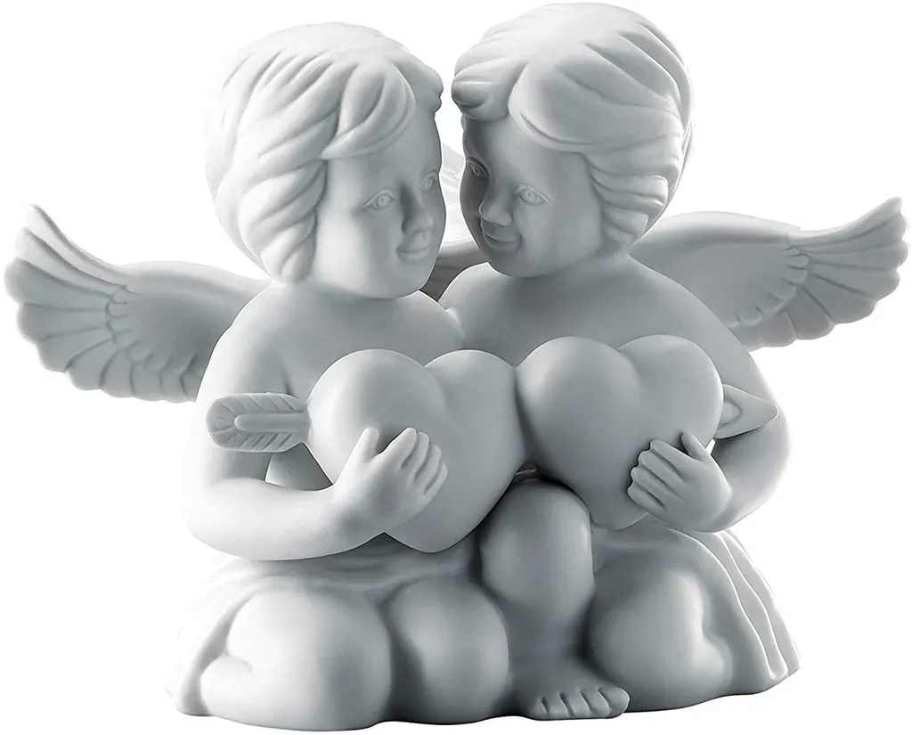 Rosenthal Engelpaar mit Herz Bianco Matt 12cm | Regalo Sposi Originale