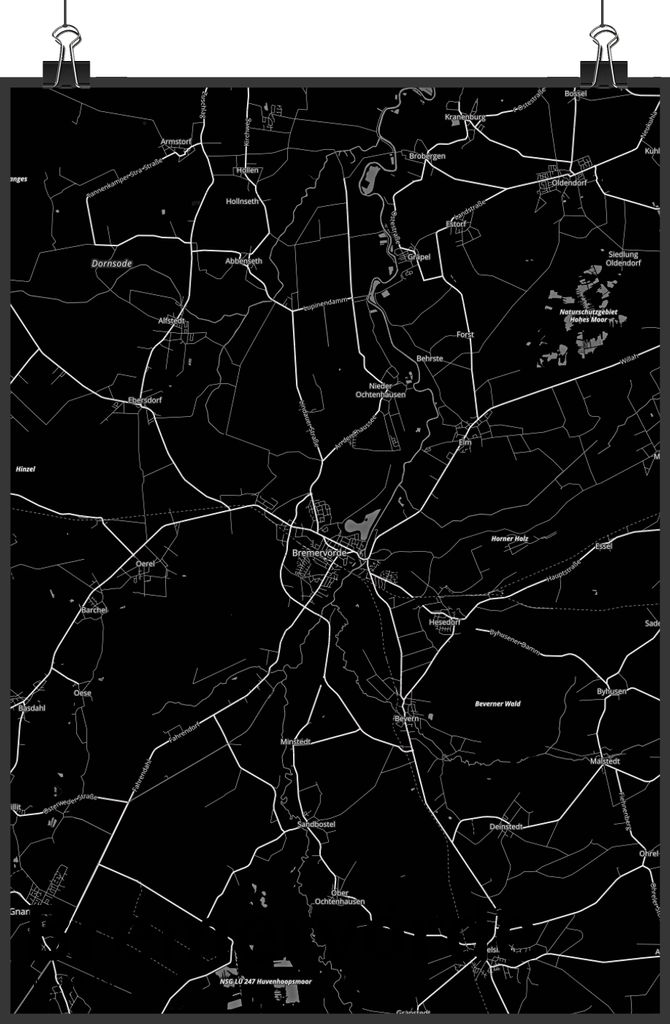 Mr. & Mrs. Panda Bild Bremervörde DIN A3 - Geschenk, Wanddekoration, Kunstdruck, drucke, Stadt Dorf Karte Landkarte Map Stadtplan, wanddeko, Wandbild