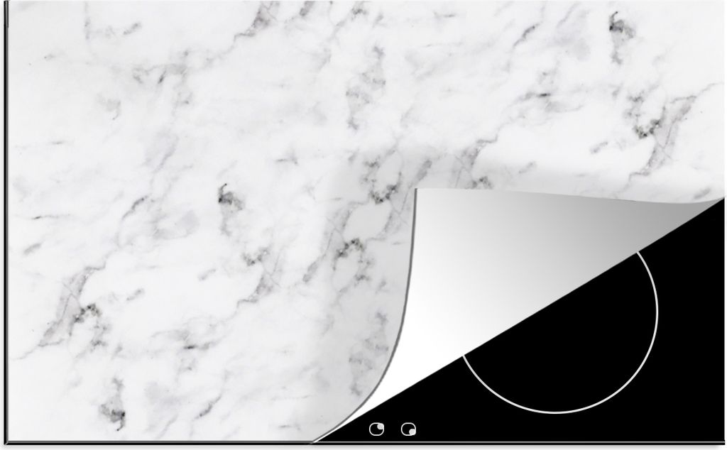 KitchenYeah Herdabdeckplatte Marmor - Luxus - Weiß - Grau - Marmoroptik , 78x52cm, Küche Deko, Glaskeramikfeld Herdabdeckung, Abdeckplatte fùr...