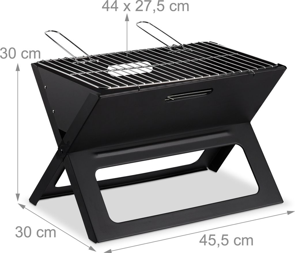 Relaxdays Klappgrill, mit Kohle- und Grillrost, klappbarer