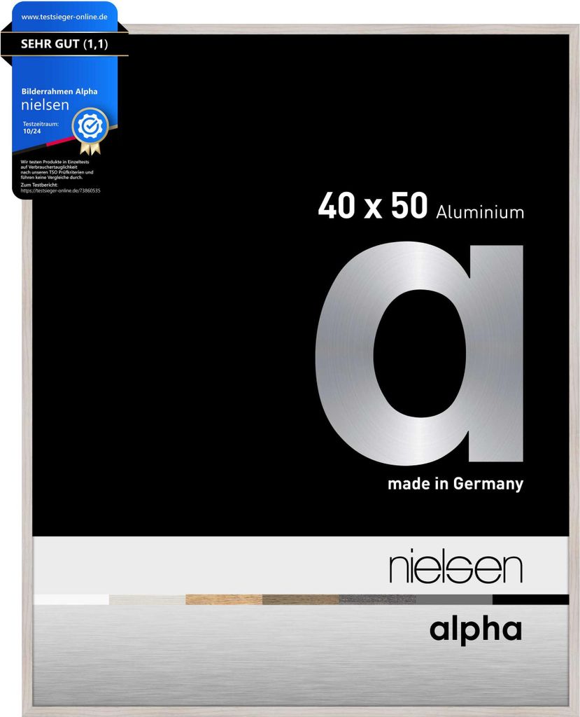 nielsen Aluminium Bilderrahmen Alpha, 40x50 cm, Eiche Weiß