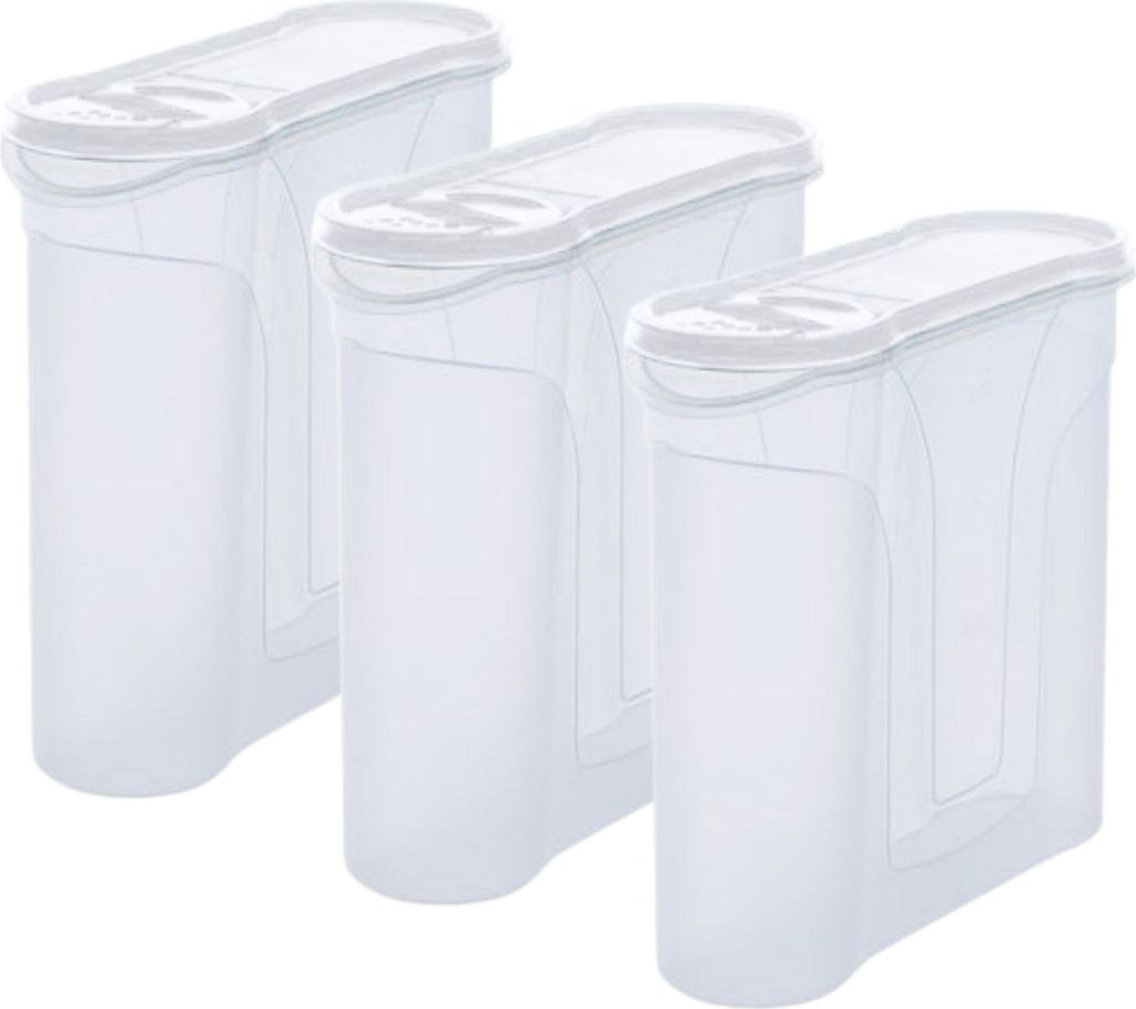 Novaliv Schüttdosen 3er SET Vorratsdose zum Streuen 2,4 Liter - Maße (LxBxH): 22 x 21 x 8,5 cm - Dose mit Deckel 2l für Müsli Mehl Zucker Dosen...