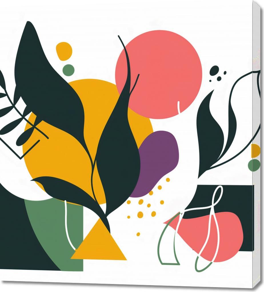 Bild 90x100cm Farbige Botanische Abstraktion