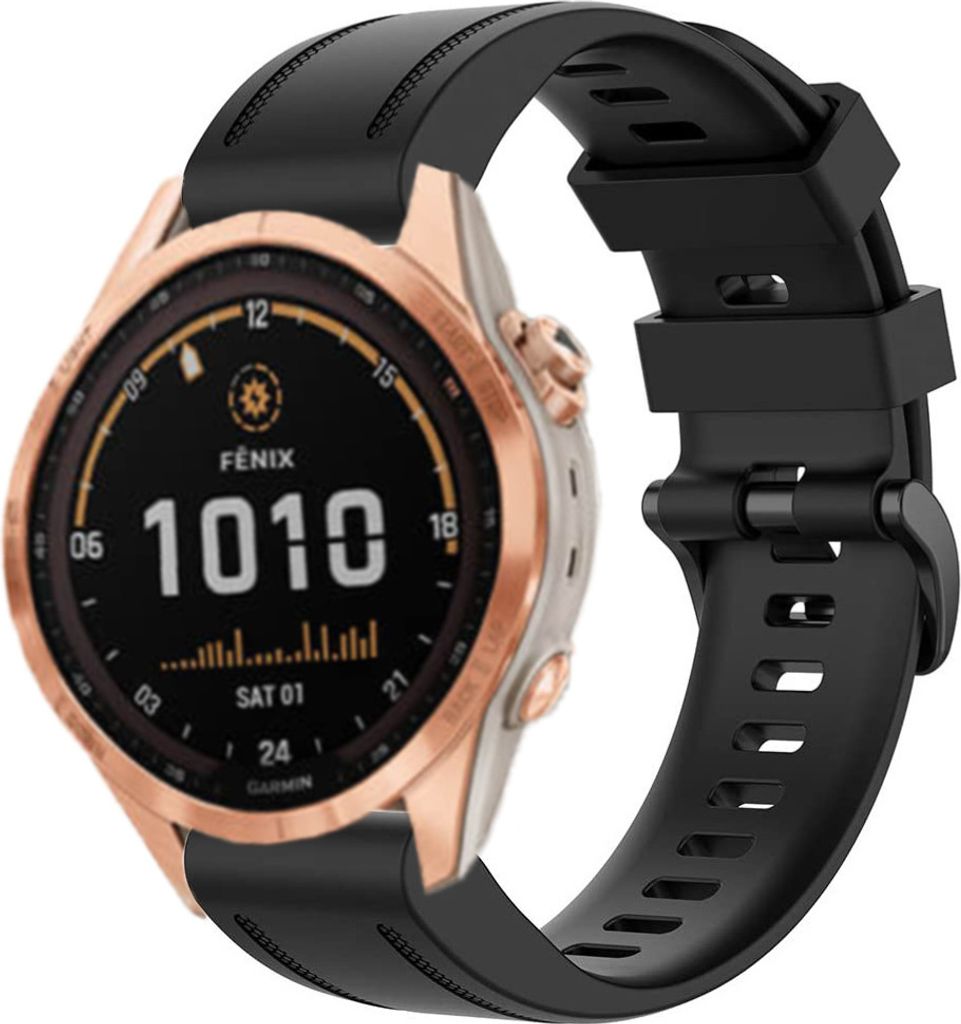 Strap-it Garmin Fenix 7s Silikonarmband (Schwarz) Produktbild 