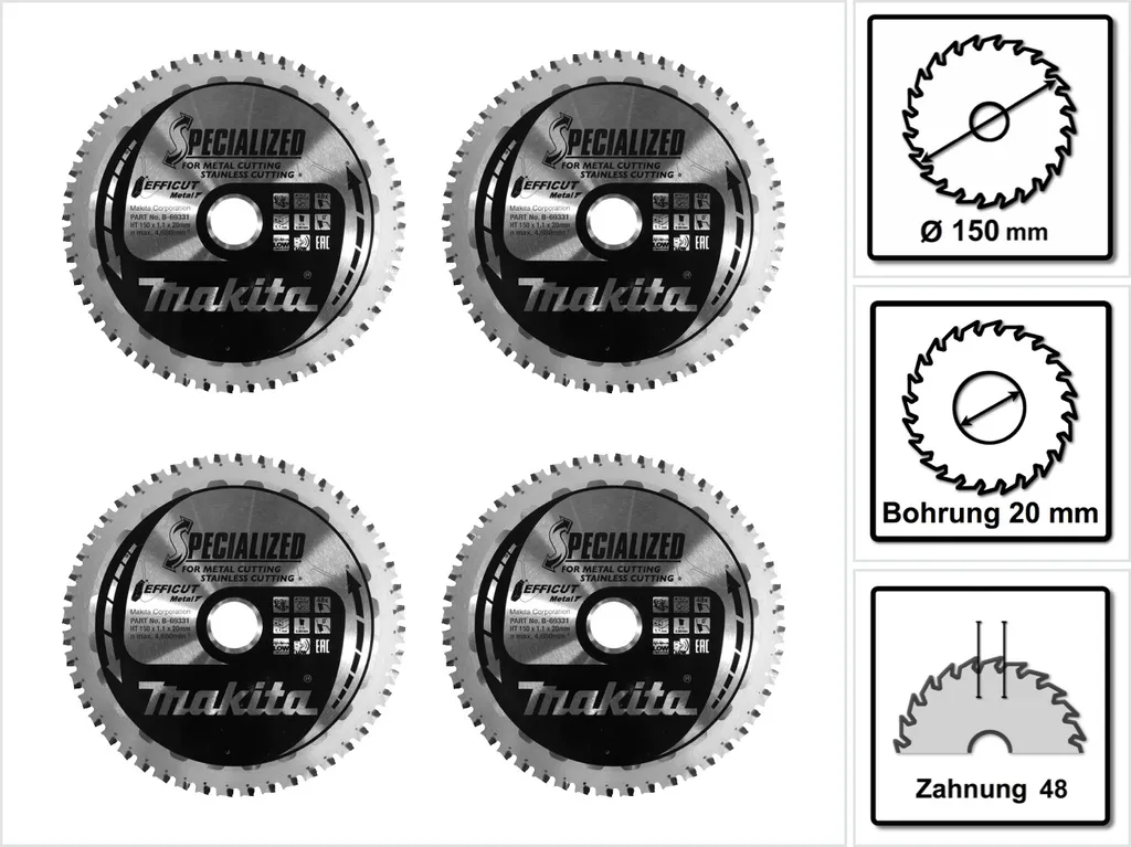 Lame scie circulaire Makita 150x20mm 48 dents : finies les bavures