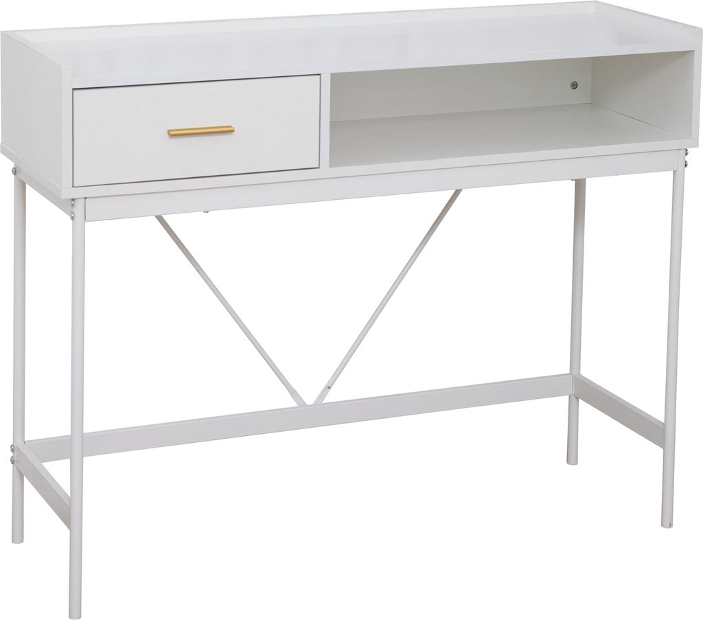 SVITA VALEO Konsolentisch schmal mit Ablage Standregal Flurtisch mit Schublade Weiß