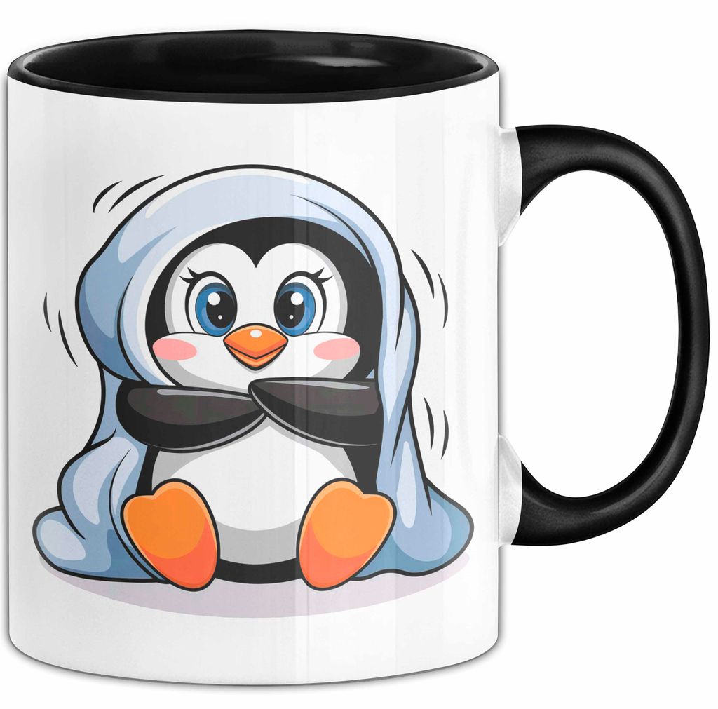 Pinguin Tier Tasse Geschenk Lustige Geschenkidee Spruch (Schwarz)
