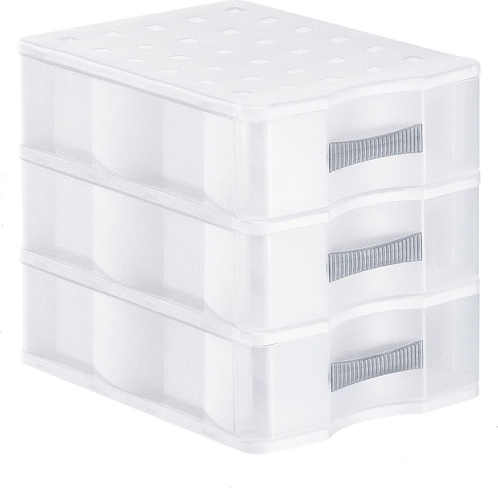 Schubladenbox 3 Schübe DIN A5 QUADRIX, Farbe:Transparent