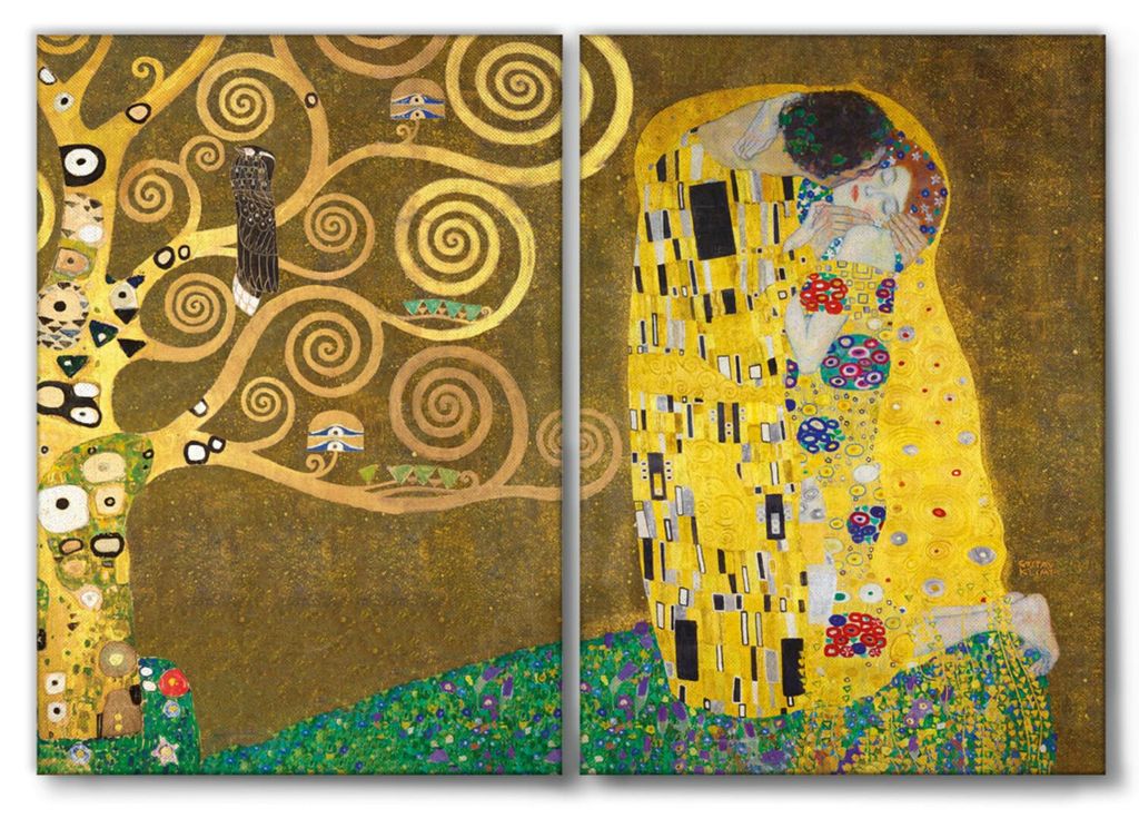 Giallobus - Der Kuss - Gustav Klimt - 144x100cm | 2pz. x 70x100cm - Bild - Leinwand