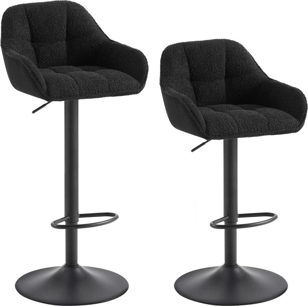 Barhocker - Küchenbarhocker/Thekenhocker - 2er-Set, höhenverstellbar 87–109 cm, 360° drehbar, Rückenlehne & Fußstütze, gepolsterter Chenill...