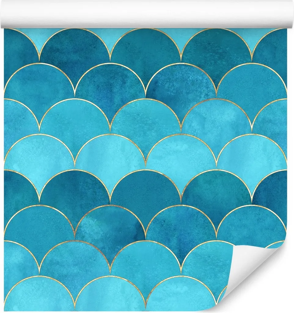 Papier peint intissé bleu vagues abstraites 10m décoratif moderne 6508