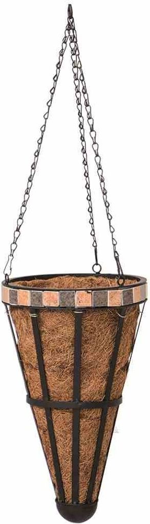 Siena Garden JF130187 Hängeampel Stella, Ø 22 x 38 cm, mit Kokoseinlage, natur (1 Stück)