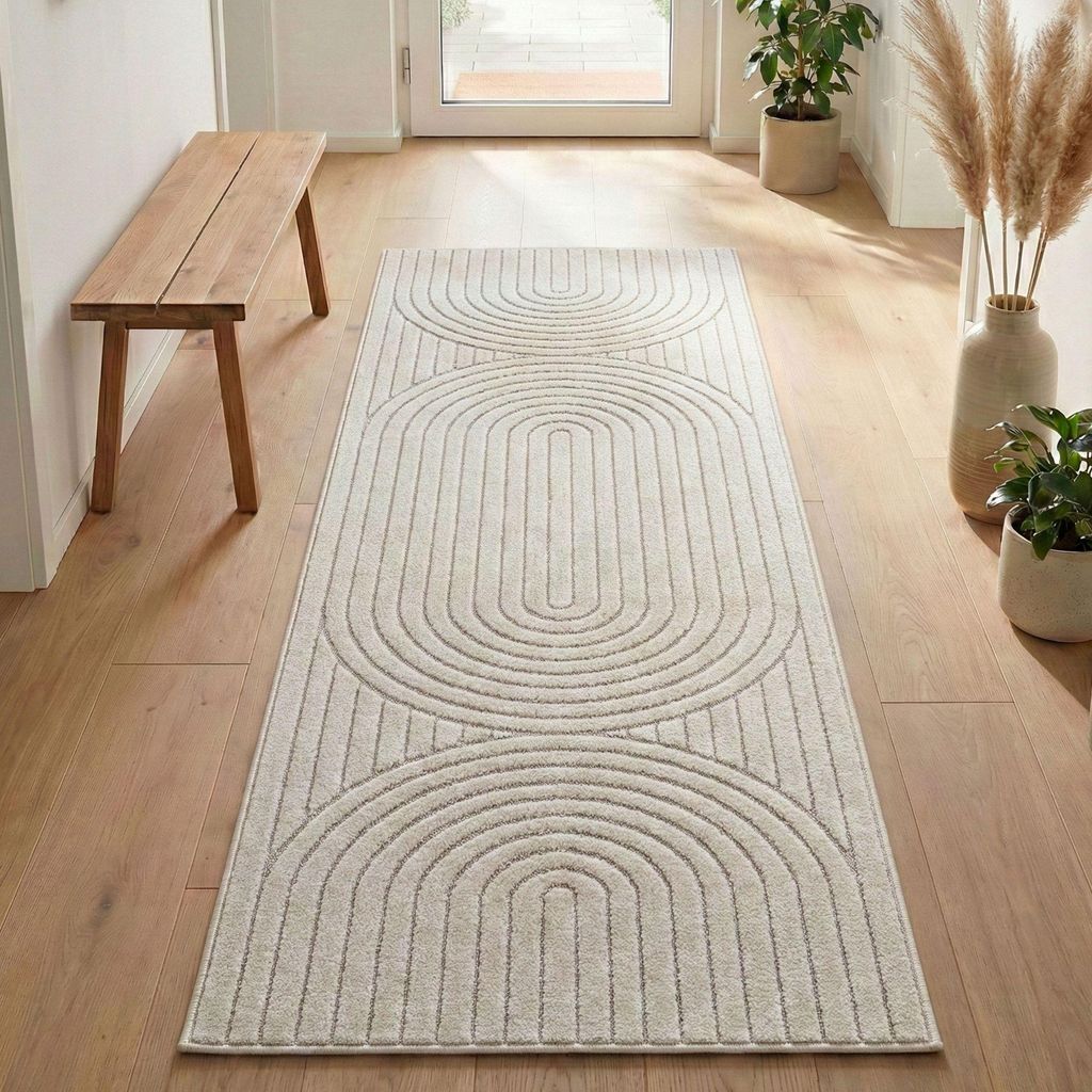 Carpetsale24 Outdoor Teppich, Modern Boho Design, 3D Effekt, Robust und UV-Beständig, ideal für Terrasse Wohnzimmer & Küche, Grösse: 80x250 cm