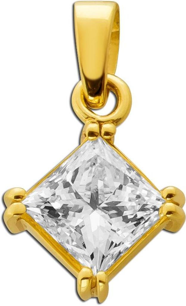 Solitäranhänger Gold 585 14 Karat Diamant 1.54ct Princess Cut