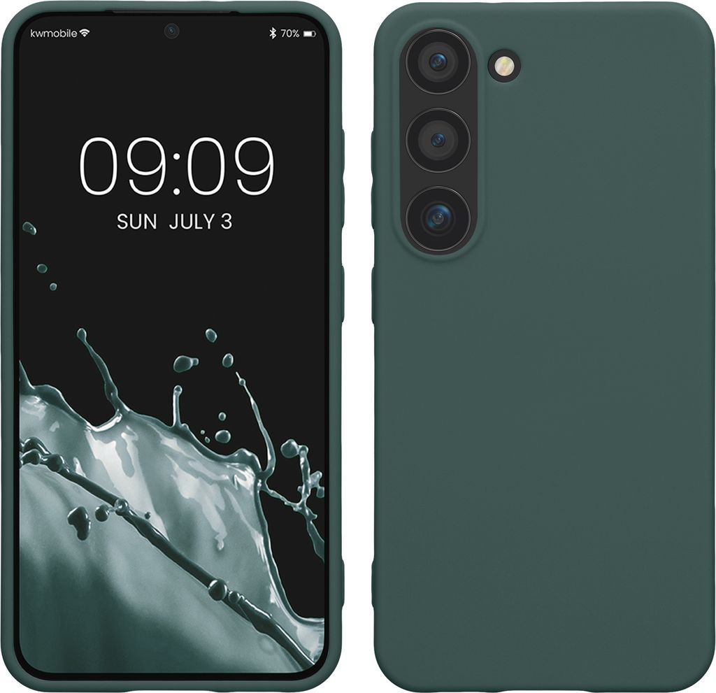 kwmobile Hülle kompatibel mit Samsung Galaxy S23 Hülle - TPU Silikon S23 Handyhülle - Case stoßabsorbierend flexibel - Kabelloses Laden - Blaug...