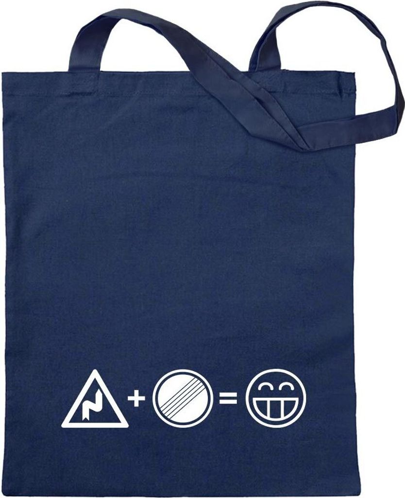 Kiwistar - Baumwolltasche - dunkelblau - Kurven Freak - No Limit - Speed - Tragetasche Stoffbeutel Umhängetasche Langer Henkel
