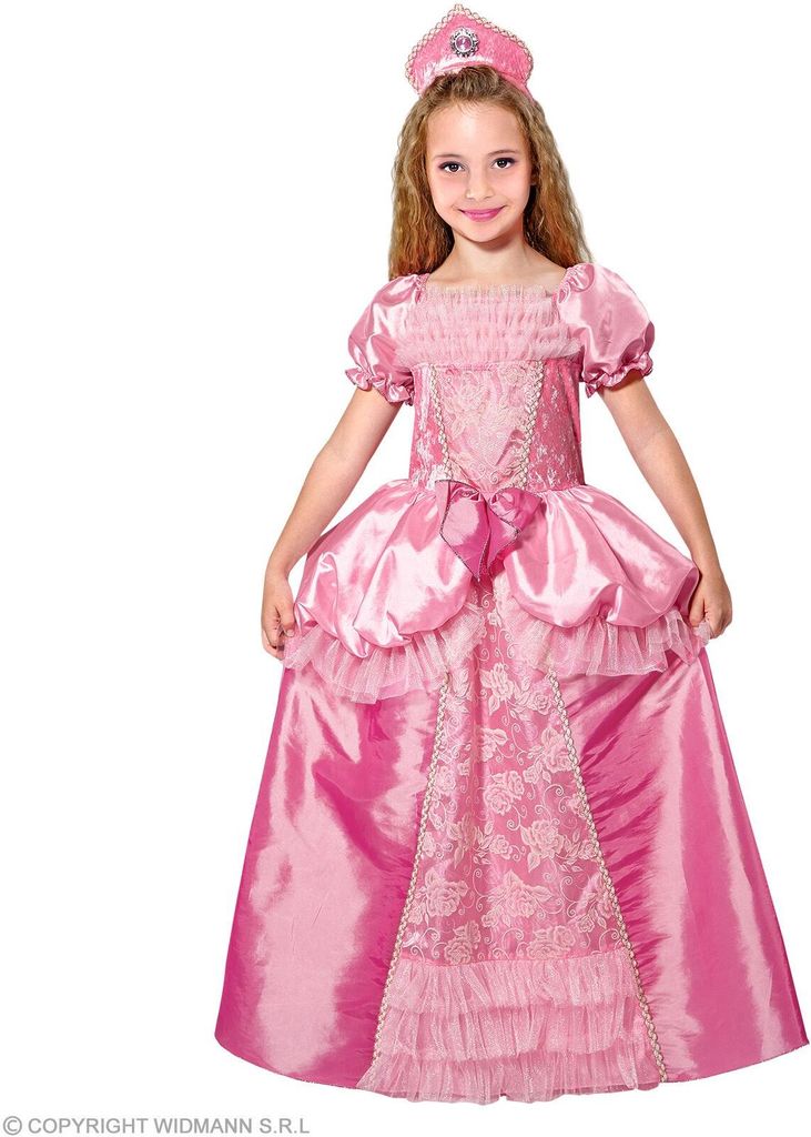 Prinzessin Kleid mit Kopfschmuck rosa - pink M - 140 cm