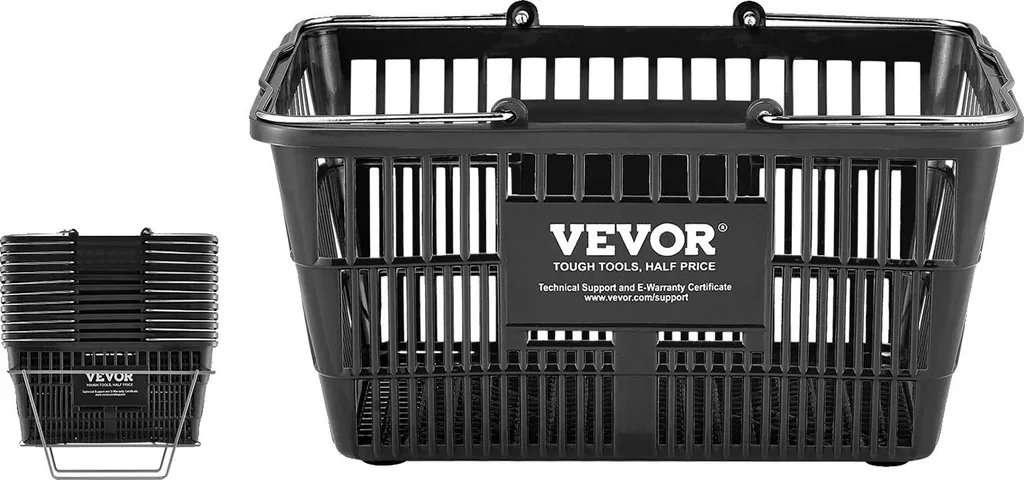 Chariot de courses incassable en PE noir 21L de volume, Pack de 12