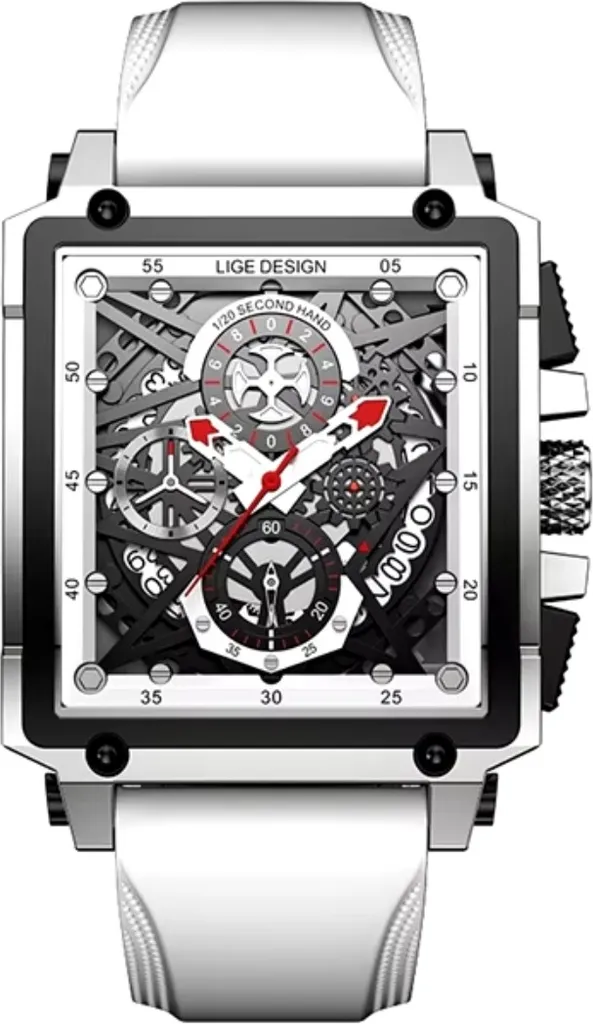 Montre LIGE Pedro Blanche Élégante - Boîtier Acier et Cadran Moderne Homme