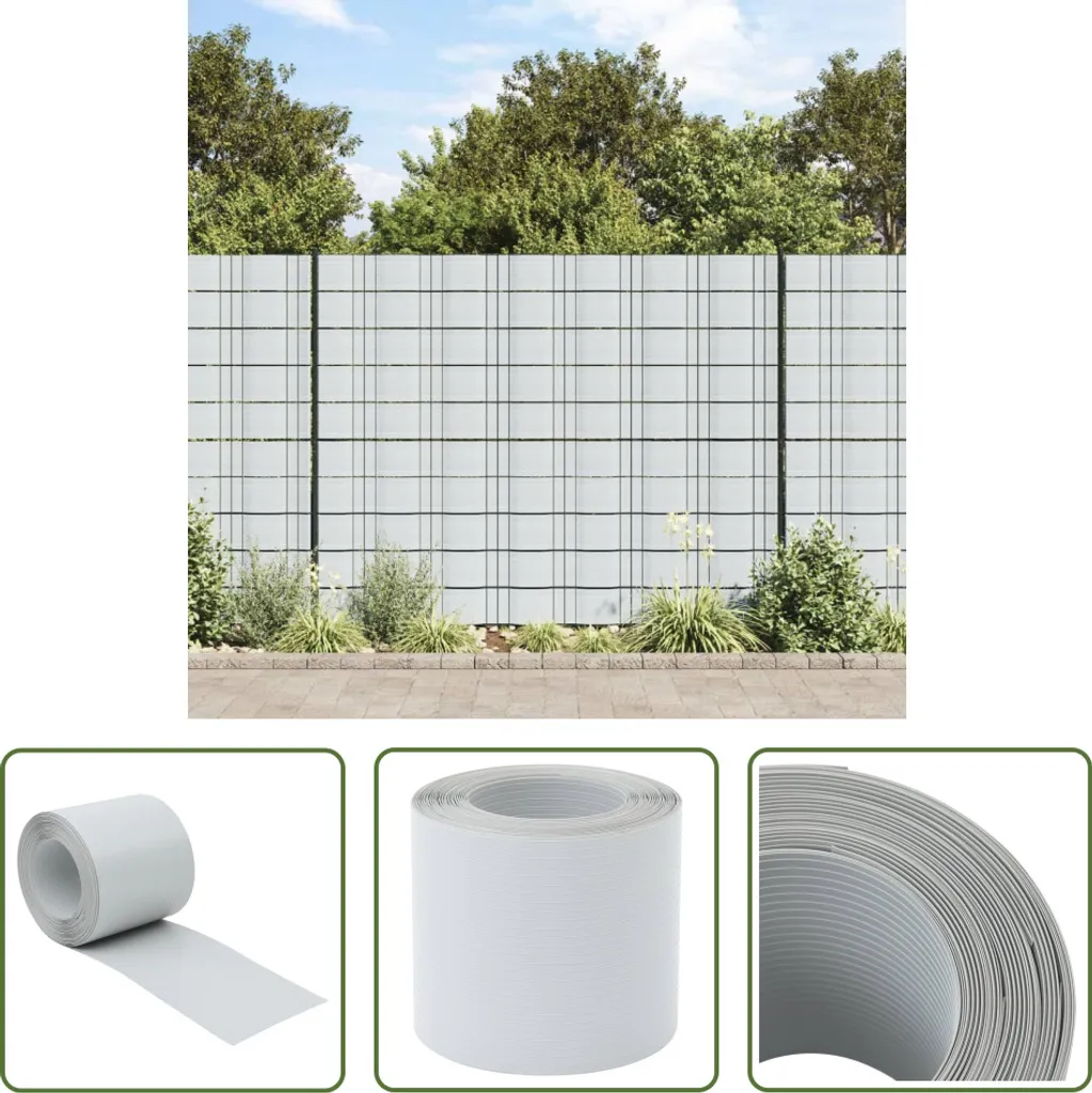 Kit d'occultation pour clôture en PVC gris clair - 10 bandes 252,5x19 cm