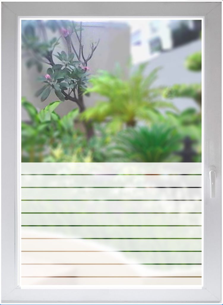 INDIGOS UG Glasdekorfolie Fensterfolie Sichtschutzfolie Sonnenschutz Streifen satiniert blickdicht - 800mm Breite x 500mm Höhe