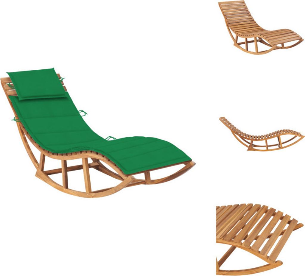 vidaXL Schaukelliege mit Auflage Massivholz Teak - Sonnenliegen