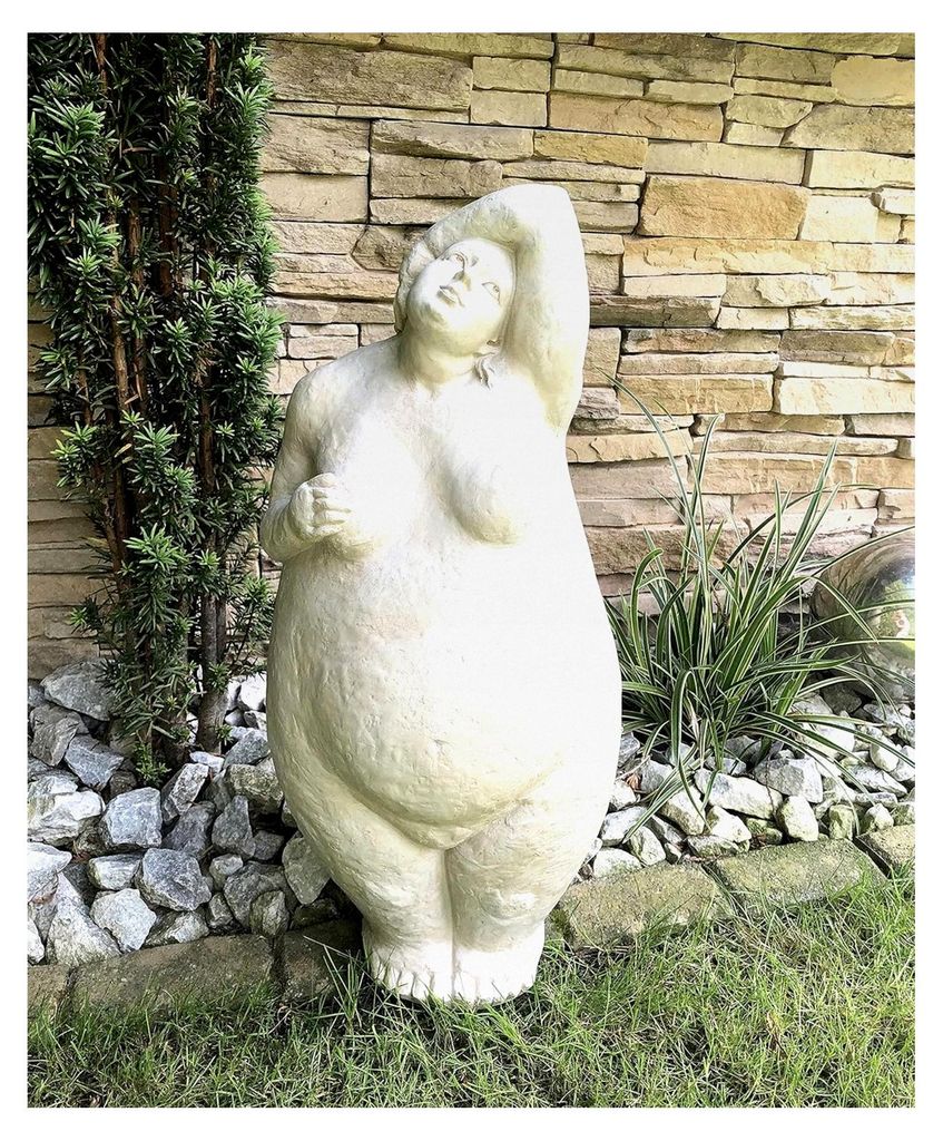 Frauen Skulptur Hilda - Dicke Dame in Steinoptik - Gartenfigur - Deko H 61 cm