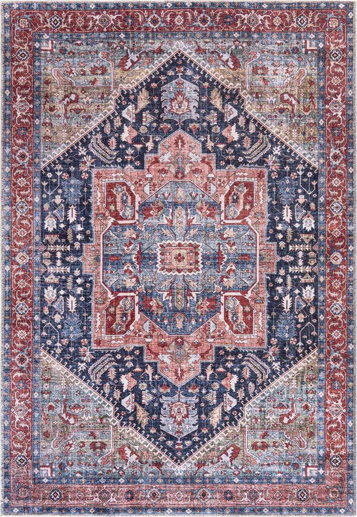 Mazovia Teppich Rot Boho Rahmen - Teppich für Wohnzimmer, Schlafzimmer, Maschinenwaschbar - 120x170 cm