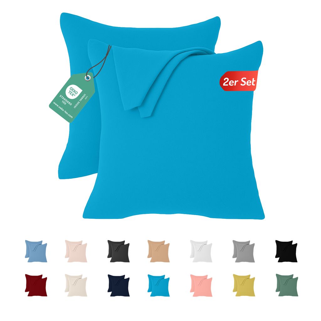 Jersey Kissenbezug 2er Set 50x50 cm 100% Baumwolle Dunkeltürkis