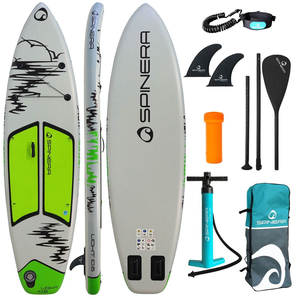 Spinera SUP Board Light 10'6 ULT (320cm) aufblasbar Ultra-Light Set 6,7kg mit Zubehör – 140kg Traglast