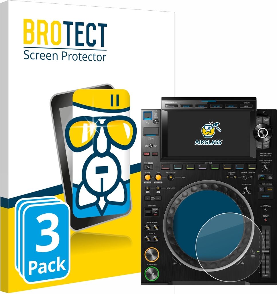 3x BROTECT Schutzglas für Pioneer CDJ 3000 (Kreis) Schutzfolie Panzer Folie Glas Display Schutz klar