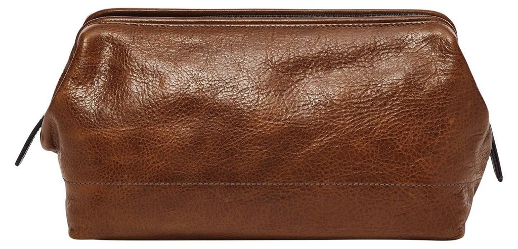 FOSSIL Kulturbeutel Frame Shave Kit Cognac braun