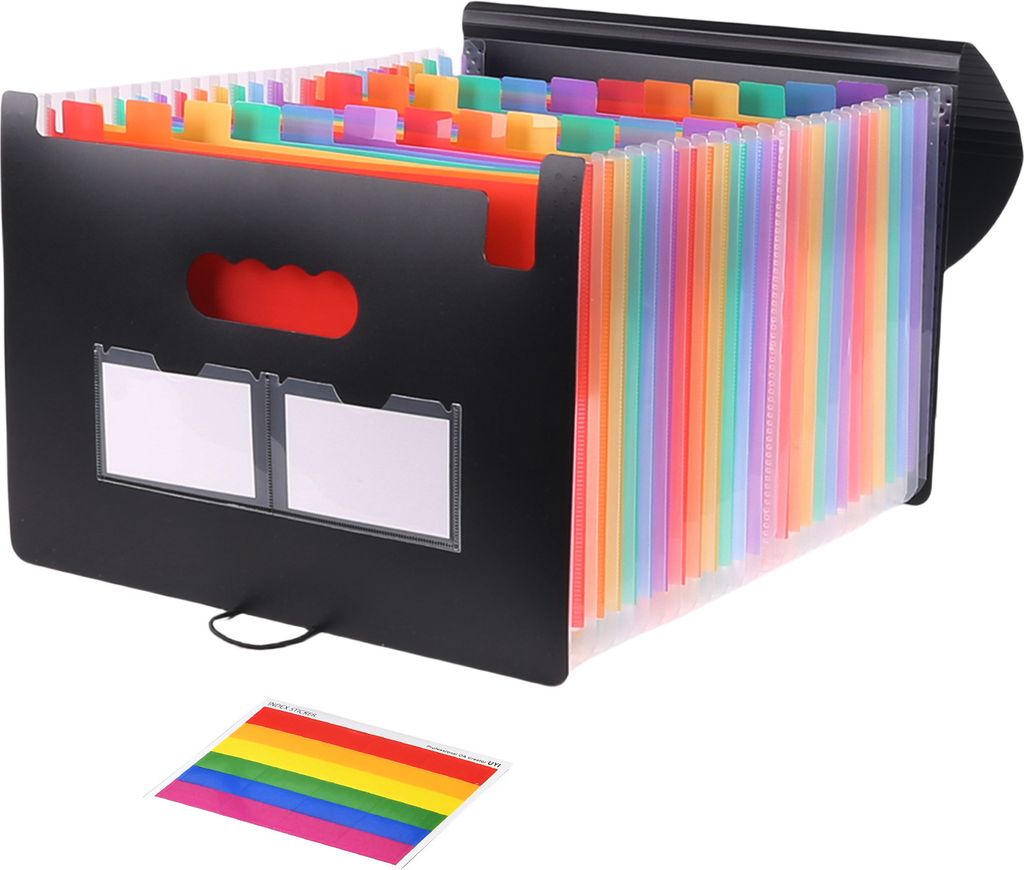 INF Erweiterbarer Aktenordner mit 25 Fächern, Regenbogen-Akkordeon-Aktenordner mit 18 sicheren Verschlüssen