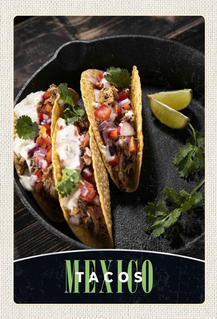 vianmo Holzschild 30x20 cm Mexiko USA Amerika Tacos Gerichte