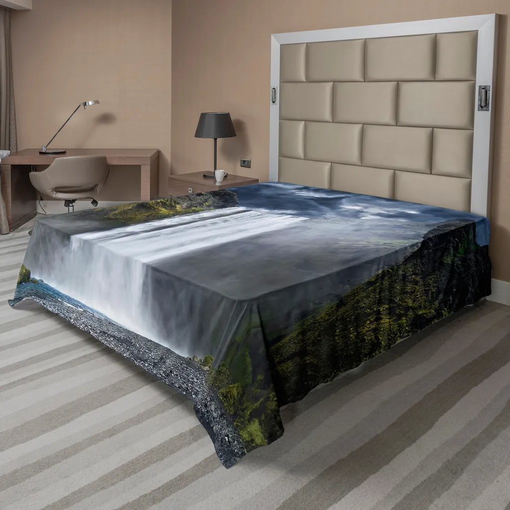 ABAKUHAUS Drap Plat Cascade 266x260 cm, Imprimé Falaises Amérique Nord