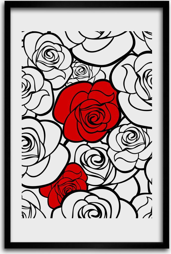 Bild - Bilderrahmen - 40 cm x 60 cm - MDF - Rahmen - Wandkunst - Rosen