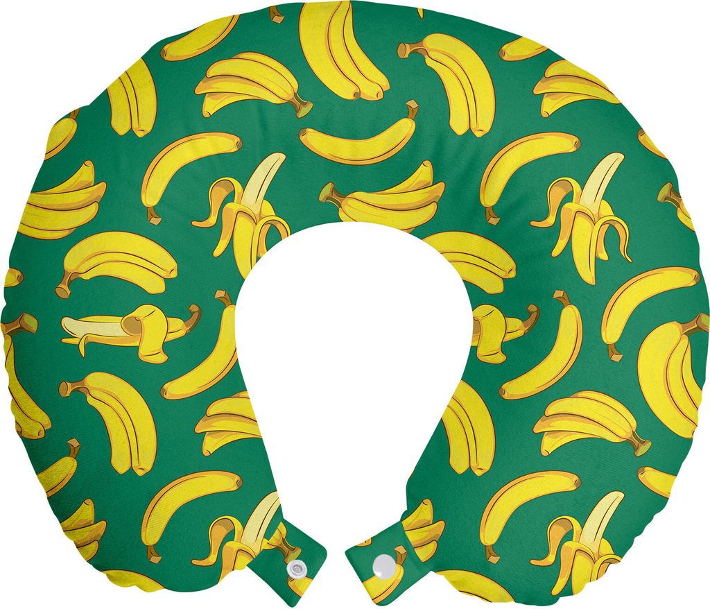 ABAKUHAUS Früchte Reisekissen Nackenkissen, Gesunde Frische Bananen Drucken, Schaumstoff Reiseartikel für Flugzeug und Auto, 30x30 cm, Gelb Dunke...