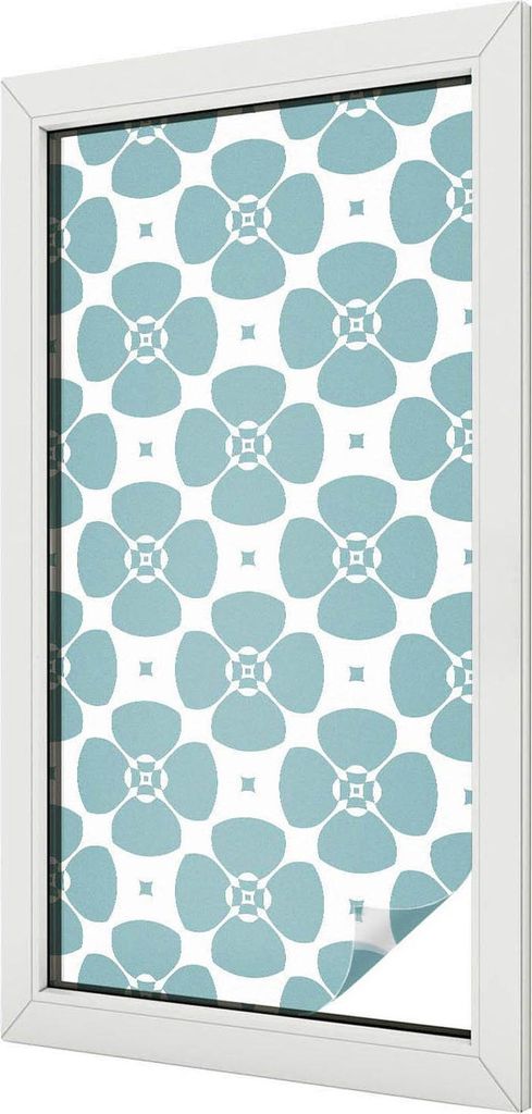 Buntglas Fensterfolie – 100x50 cm – Stained-Glass Design – blickdichte dekorative Sichtschutzfolie – selbstklebend, UV-Schutz – Blumensym...