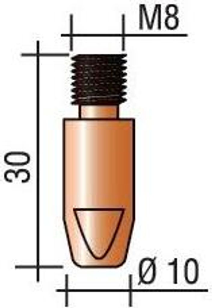 Stromdüse Draht-Ø 1mm M 8 L.30mm E-Cu TRAFIMET